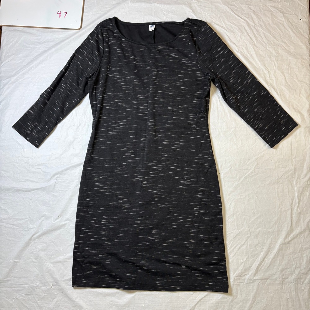 Old Navy Black Marled Print Long Sleeve Dress Size Medium